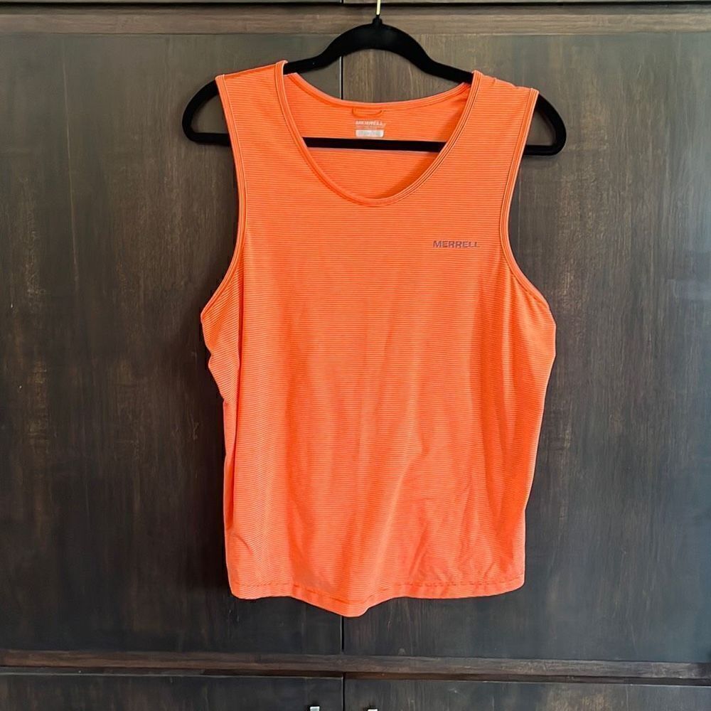 Merrell Orange Striped Sleeveless Tank Top XL